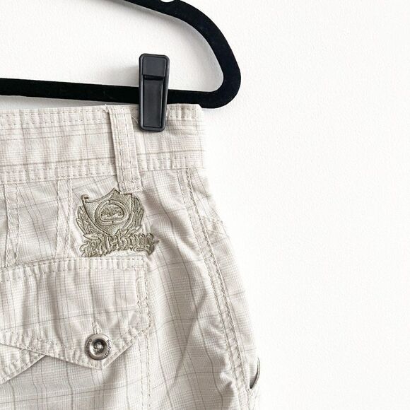Billabong Chino Shorts Tan Plaid Mid Length Flat Front Men's Size 30 - Picture 3 of 10